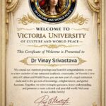 विक्टोरिया यूनिवर्सिटी ऑफ कल्चर एंड वर्ल्ड पीस में डॉ. विनय श्रीवास्तव का भव्य स्वागत