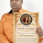 उत्कृष्ट सेवा कार्यों के लिए डॉ. विनय श्रीवास्तव सम्मान अवार्ड पत्र से सम्मानित